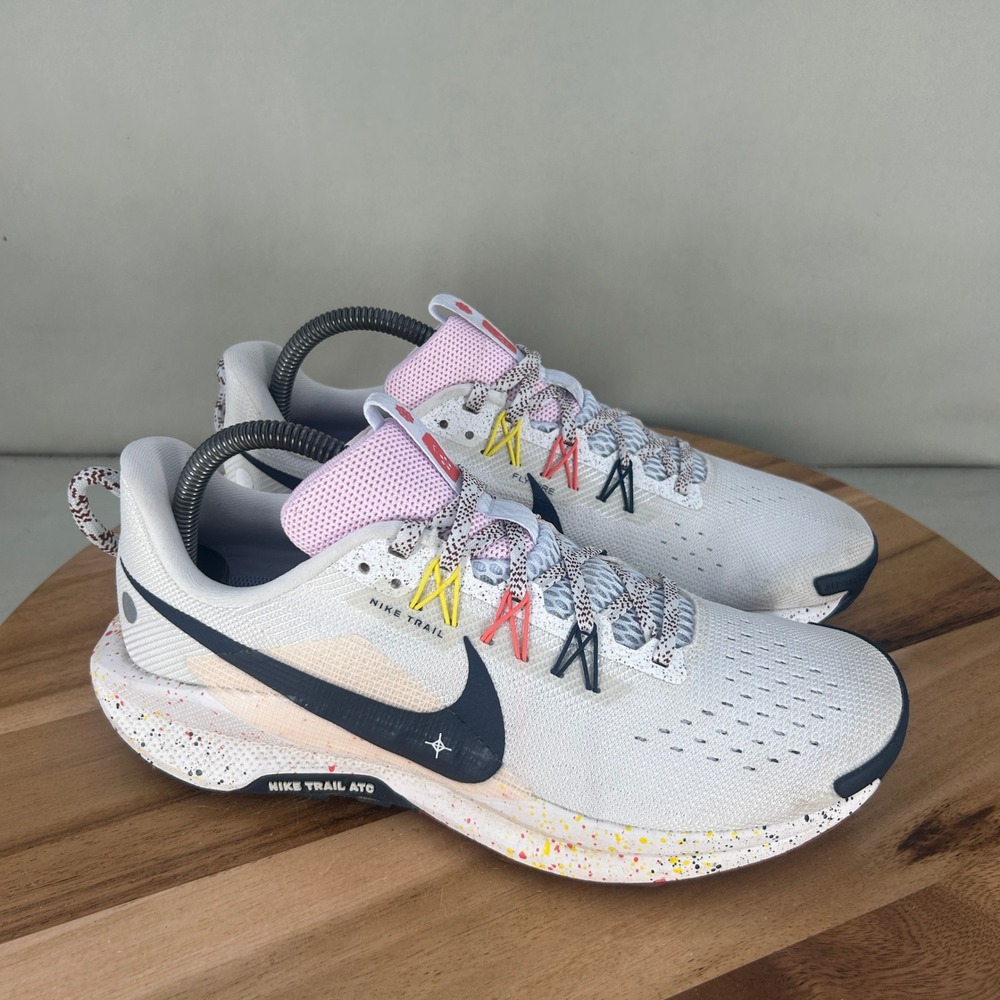 Nike Pegasus Trail 4 White Pink Blue Trail Running Shoes DV3865-102 Womens 9